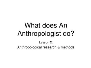 What does An Anthropologist do?