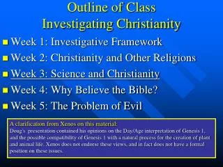 Outline of Class Investigating Christianity
