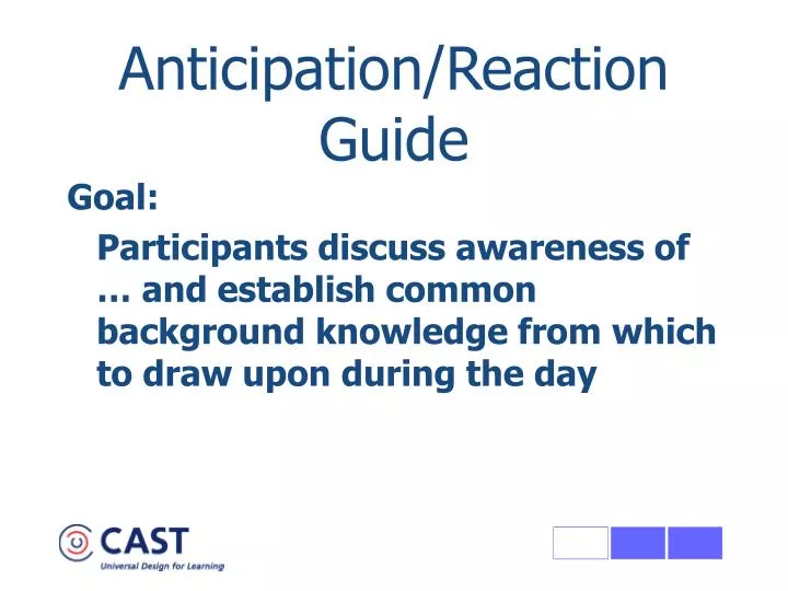 anticipation reaction guide
