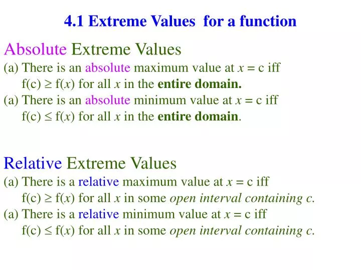 4 1 extreme values for a function