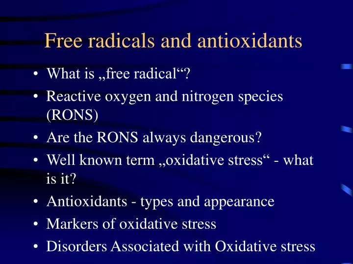 free radicals and antioxidants