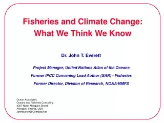 Fisheries and Climate Change: What We Think We Know