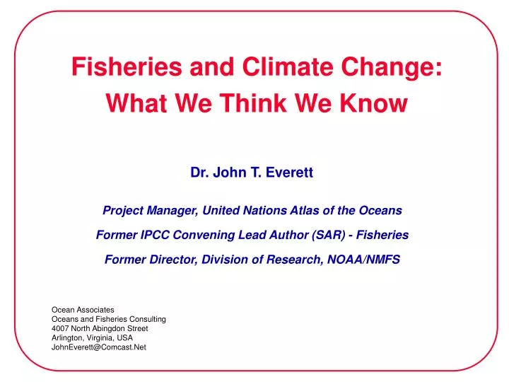 fisheries and climate change what we think we know