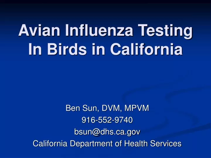 avian influenza testing in birds in california