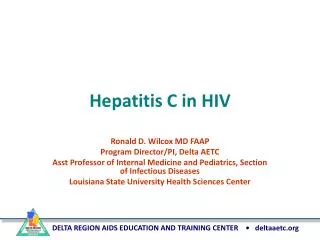 Hepatitis C in HIV