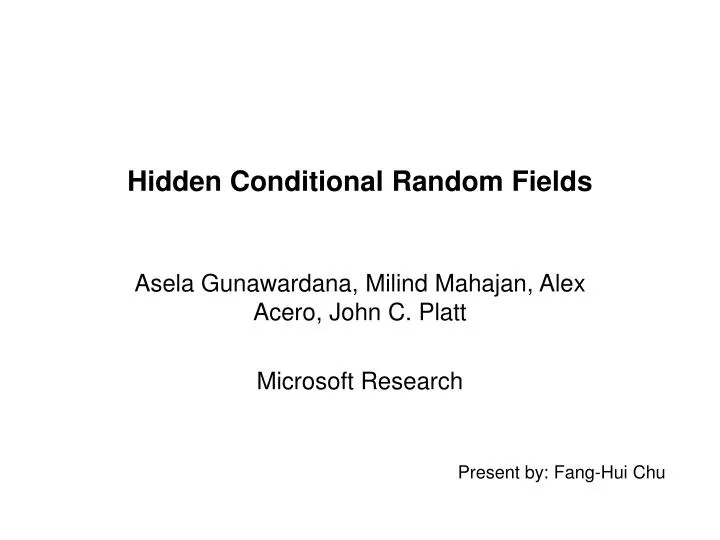 hidden conditional random fields