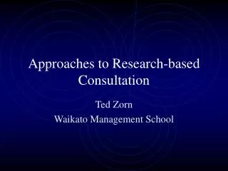 Approaches to Research-based Consultation