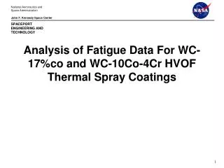 Analysis of Fatigue Data For WC-17%co and WC-10Co-4Cr HVOF Thermal Spray Coatings
