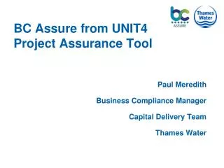 BC Assure from UNIT4 Project Assurance Tool