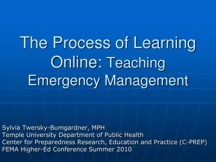 the process of learning online teaching emergency management