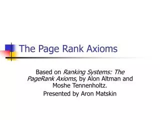 The Page Rank Axioms