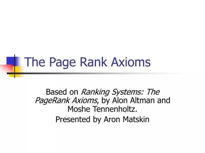 the page rank axioms