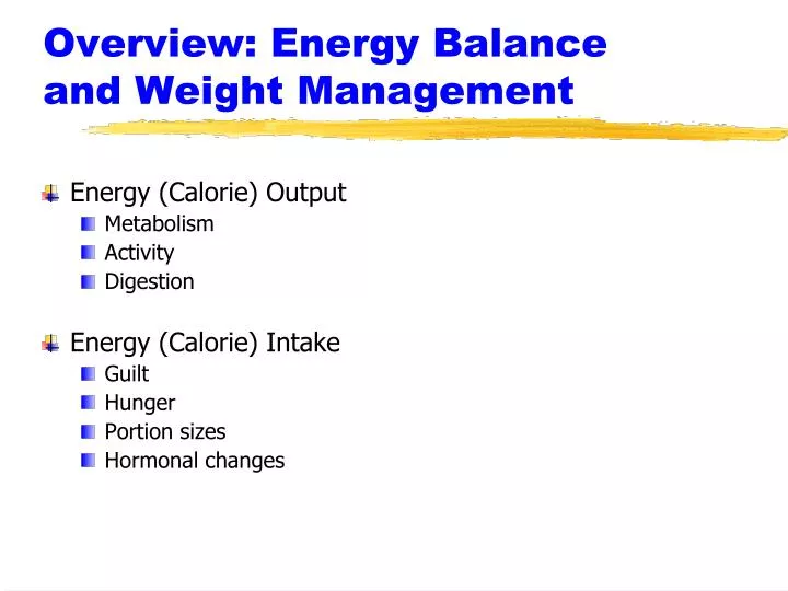 overview energy balance and weight management