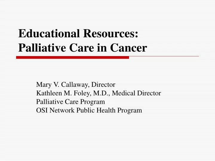 educational resources palliative care in cancer