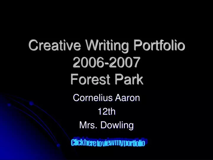 creative writing portfolio 2006 2007 forest park