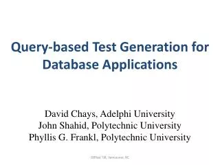 Query-based Test Generation for Database Applications