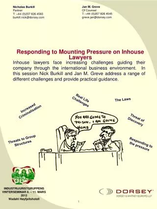 Responding to Mounting Pressure on Inhouse Lawyers