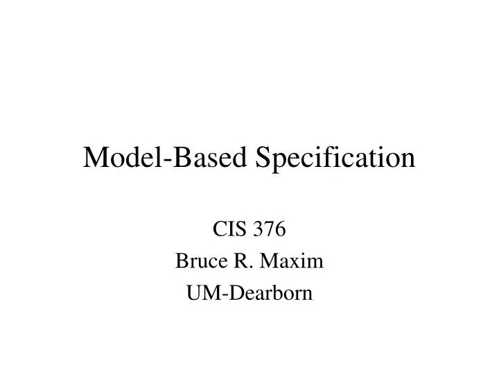 model based specification