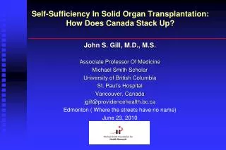 Self-Sufficiency In Solid Organ Transplantation: How Does Canada Stack Up?