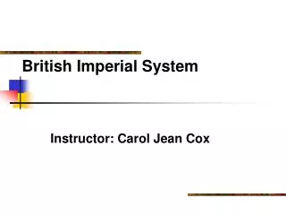 Instructor: Carol Jean Cox