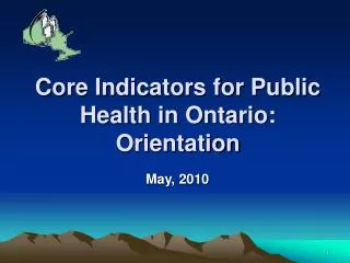 Core Indicators for Public Health in Ontario: Orientation