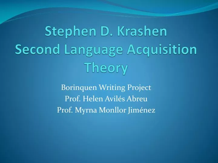 stephen d krashen second language acquisition theory