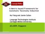 A Metric-based Framework for Automatic Taxonomy Induction