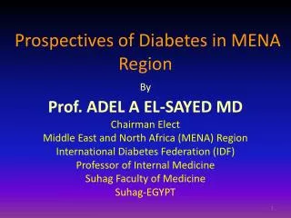 Prospectives of Diabetes in MENA Region