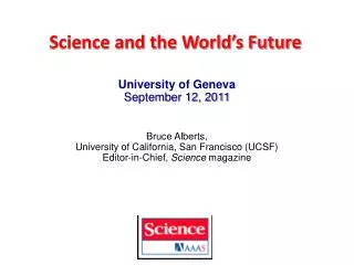 Science and the World’s Future