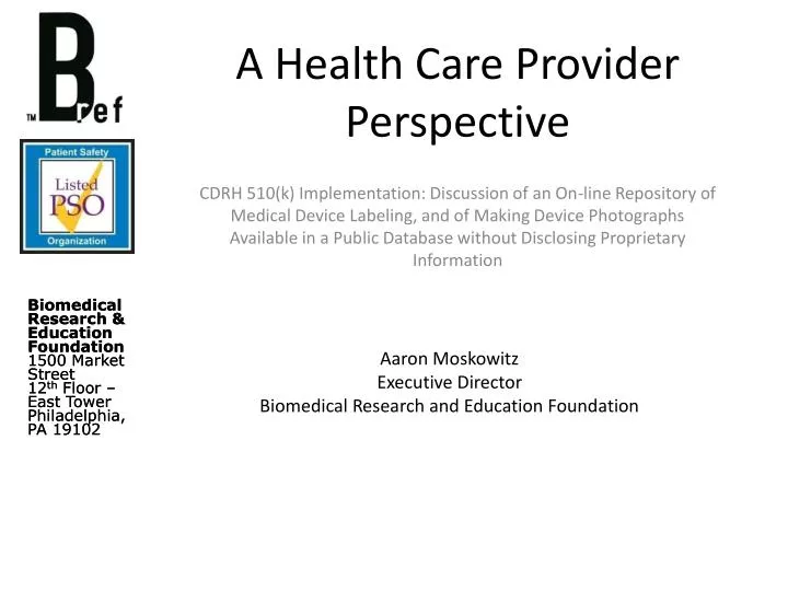 a health care provider perspective