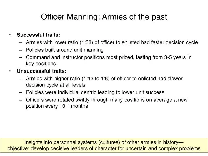 officer manning armies of the past