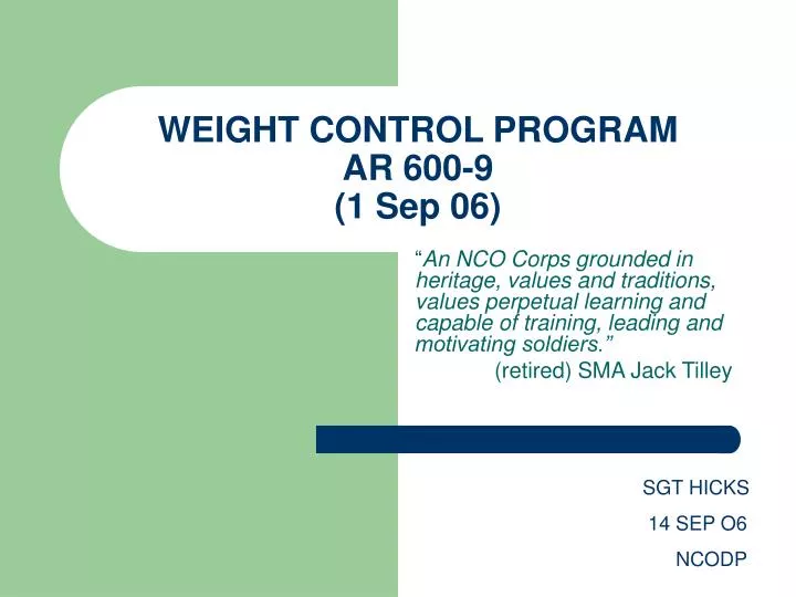 weight control program ar 600 9 1 sep 06