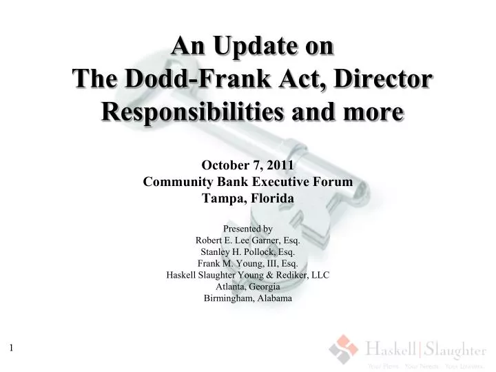 an update on the dodd frank act director responsibilities and more