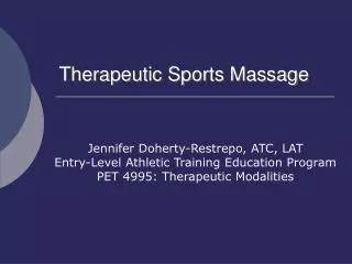 Therapeutic Sports Massage