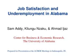 Job Satisfaction and Underemployment in Alabama
