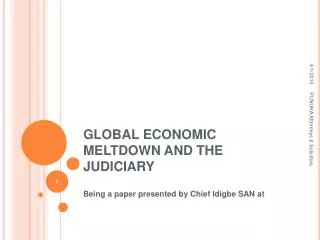 GLOBAL ECONOMIC MELTDOWN AND THE JUDICIARY