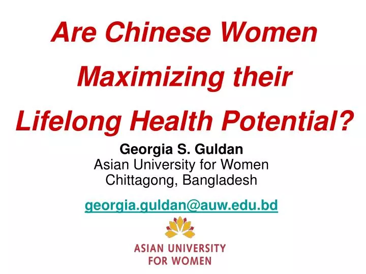 are chinese women maximizing their lifelong health potential