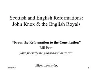 Scottish and English Reformations: John Knox &amp; the English Royals