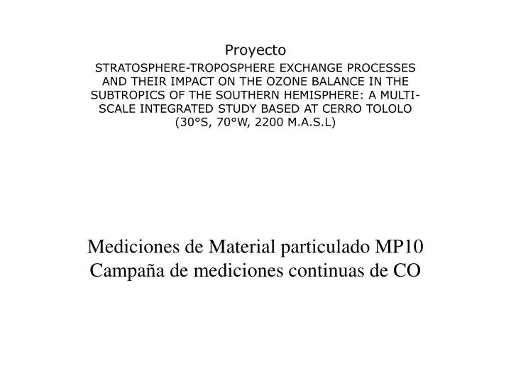 mediciones de material particulado mp10 campa a de mediciones continuas de co