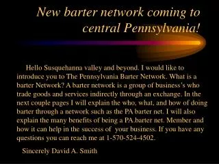 New barter network coming to central Pennsylvania!