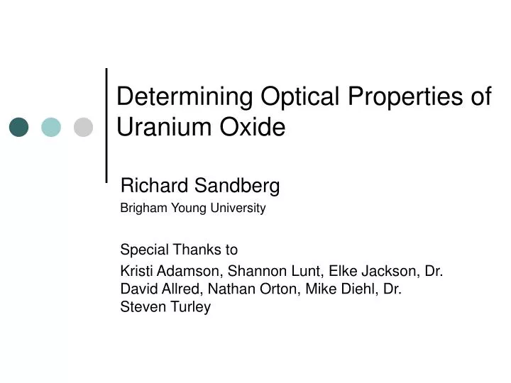 determining optical properties of uranium oxide