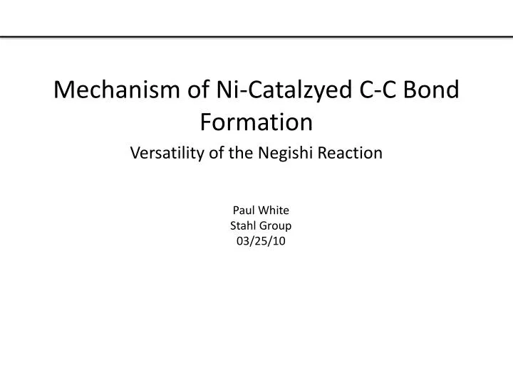 mechanism of ni catalzyed c c bond formation
