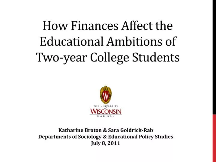 how finances affect the educational ambitions of two year college students