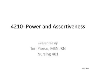 4210- Power and Assertiveness
