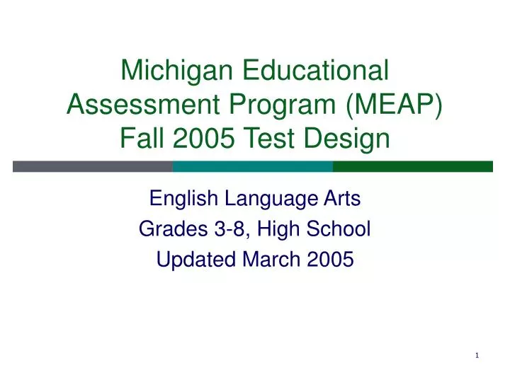 michigan educational assessment program meap fall 2005 test design