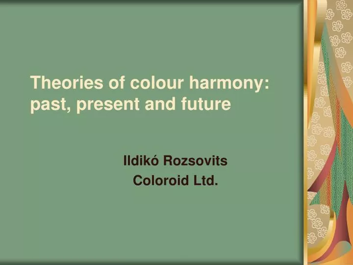theories of colour harmony past present and future