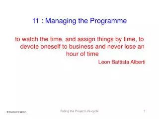 11 : Managing the Programme
