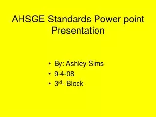 AHSGE Standards Power point Presentation