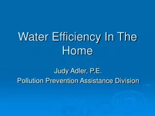 Water Efficiency In The Home