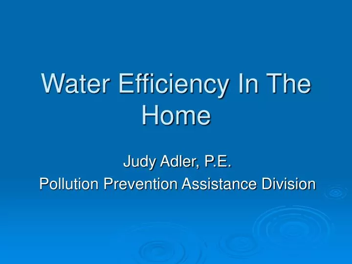 water efficiency in the home